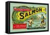 Oregon - Columbia River - the Oregon Historical Society Salmon Label-Lantern Press-Framed Stretched Canvas