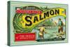 Oregon - Columbia River - the Oregon Historical Society Salmon Label-Lantern Press-Stretched Canvas