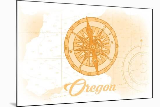 Oregon - Compass - Yellow - Coastal Icon-Lantern Press-Mounted Premium Giclee Print