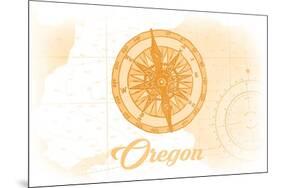 Oregon - Compass - Yellow - Coastal Icon-Lantern Press-Mounted Premium Giclee Print