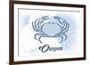 Oregon - Crab - Blue - Coastal Icon-Lantern Press-Framed Premium Giclee Print