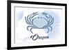 Oregon - Crab - Blue - Coastal Icon-Lantern Press-Framed Premium Giclee Print