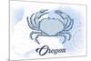 Oregon - Crab - Blue - Coastal Icon-Lantern Press-Mounted Premium Giclee Print