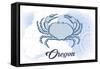 Oregon - Crab - Blue - Coastal Icon-Lantern Press-Framed Stretched Canvas