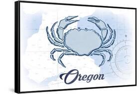 Oregon - Crab - Blue - Coastal Icon-Lantern Press-Framed Stretched Canvas