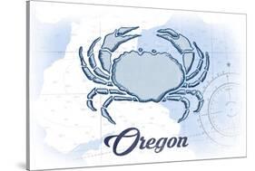 Oregon - Crab - Blue - Coastal Icon-Lantern Press-Stretched Canvas