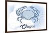 Oregon - Crab - Blue - Coastal Icon-Lantern Press-Framed Art Print