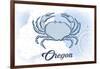 Oregon - Crab - Blue - Coastal Icon-Lantern Press-Framed Art Print