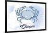 Oregon - Crab - Blue - Coastal Icon-Lantern Press-Framed Art Print