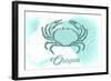 Oregon - Crab - Teal - Coastal Icon-Lantern Press-Framed Art Print