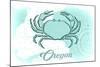 Oregon - Crab - Teal - Coastal Icon-Lantern Press-Mounted Art Print
