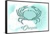 Oregon - Crab - Teal - Coastal Icon-Lantern Press-Framed Stretched Canvas