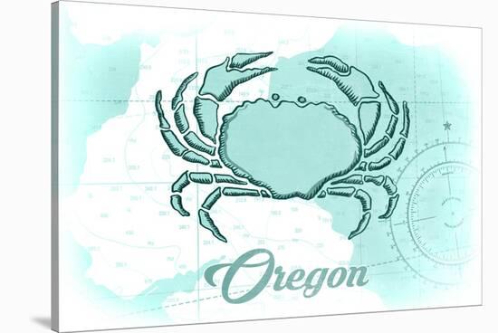 Oregon - Crab - Teal - Coastal Icon-Lantern Press-Stretched Canvas