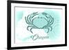 Oregon - Crab - Teal - Coastal Icon-Lantern Press-Framed Premium Giclee Print
