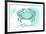 Oregon - Crab - Teal - Coastal Icon-Lantern Press-Framed Premium Giclee Print