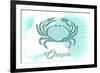 Oregon - Crab - Teal - Coastal Icon-Lantern Press-Framed Art Print