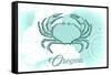 Oregon - Crab - Teal - Coastal Icon-Lantern Press-Framed Stretched Canvas