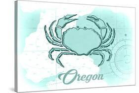 Oregon - Crab - Teal - Coastal Icon-Lantern Press-Stretched Canvas