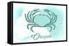 Oregon - Crab - Teal - Coastal Icon-Lantern Press-Framed Stretched Canvas