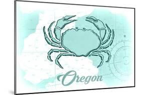 Oregon - Crab - Teal - Coastal Icon-Lantern Press-Mounted Art Print