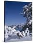 Oregon, Crater Lake National Park. Winter snow accumulates at Crater Lake-John Barger-Stretched Canvas