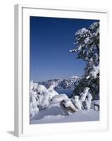 Oregon, Crater Lake National Park. Winter snow accumulates at Crater Lake-John Barger-Framed Premium Photographic Print