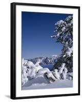 Oregon, Crater Lake National Park. Winter snow accumulates at Crater Lake-John Barger-Framed Photographic Print