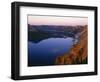 Oregon. Crater Lake NP, sunrise light on Wizard Island, view south from Merriam Point-John Barger-Framed Photographic Print