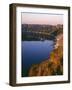 Oregon. Crater Lake NP, sunrise light on Wizard Island, view south from Merriam Point-John Barger-Framed Photographic Print