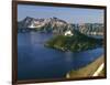 Oregon. Crater Lake NP, sunrise on Crater Lake and Wizard Island with Garfield Peak-John Barger-Framed Photographic Print