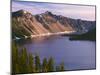 Oregon. Crater Lake NP, sunrise on west rim of Crater Lake with The Watchman and Hillman Peak-John Barger-Mounted Photographic Print