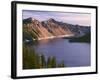 Oregon. Crater Lake NP, sunrise on west rim of Crater Lake with The Watchman and Hillman Peak-John Barger-Framed Photographic Print