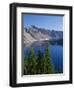 Oregon, Crater Lake NP. West rim of Crater Lake with Hillman Peakoverlooking Wizard Island.-John Barger-Framed Photographic Print