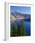 Oregon, Crater Lake NP. West rim of Crater Lake with Hillman Peakoverlooking Wizard Island.-John Barger-Framed Photographic Print