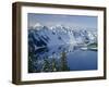 Oregon. Crater Lake NP, winter snow on west rim of Crater Lake with The Watchman and Hillman Peak-John Barger-Framed Photographic Print