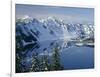 Oregon. Crater Lake NP, winter snow on west rim of Crater Lake with The Watchman and Hillman Peak-John Barger-Framed Photographic Print