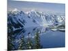 Oregon. Crater Lake NP, winter snow on west rim of Crater Lake with The Watchman and Hillman Peak-John Barger-Mounted Photographic Print