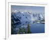 Oregon. Crater Lake NP, winter snow on west rim of Crater Lake with The Watchman and Hillman Peak-John Barger-Framed Photographic Print