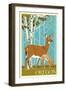 Oregon - Deer and Fawn-Lantern Press-Framed Art Print