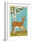 Oregon - Deer and Fawn-Lantern Press-Framed Art Print