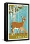 Oregon - Deer and Fawn-Lantern Press-Framed Stretched Canvas