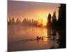 Oregon. Deschutes National Forest, rising sun breaks through morning fog along the Deschutes River.-John Barger-Mounted Photographic Print