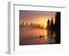 Oregon. Deschutes National Forest, rising sun breaks through morning fog along the Deschutes River.-John Barger-Framed Photographic Print