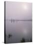 Oregon. Deschutes NF, early morning sun breaks through fog over Crane Prairie Reservoir.-John Barger-Stretched Canvas