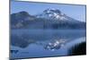 Oregon. Deschutes NF, South Sister reflects in the misty waters of Sparks Lake in early morning.-John Barger-Mounted Photographic Print