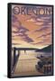 Oregon - Dock Scene and Lake-Lantern Press-Framed Stretched Canvas