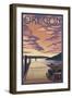 Oregon - Dock Scene and Lake-Lantern Press-Framed Art Print