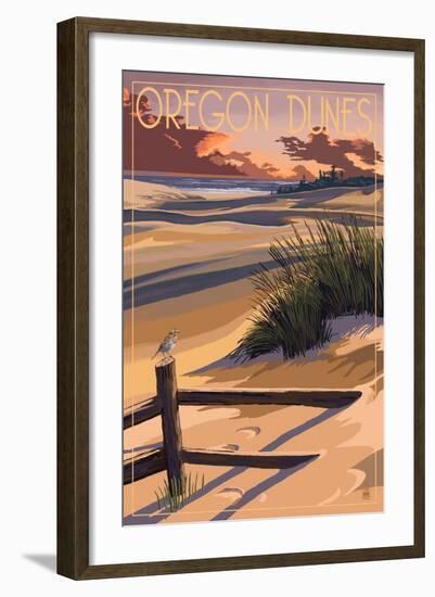 Oregon Dunes on the Oregon Coast-Lantern Press-Framed Art Print