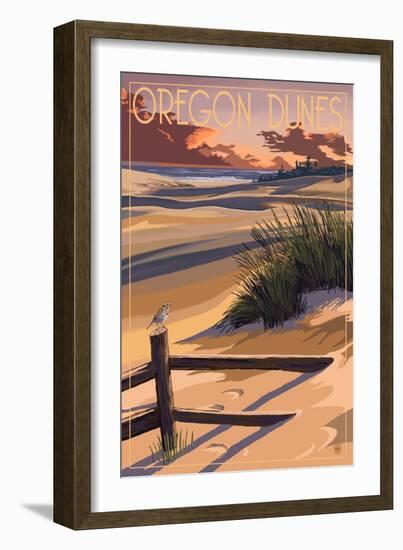 Oregon Dunes on the Oregon Coast-Lantern Press-Framed Art Print