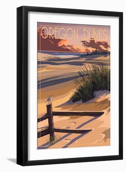 Oregon Dunes on the Oregon Coast-Lantern Press-Framed Art Print